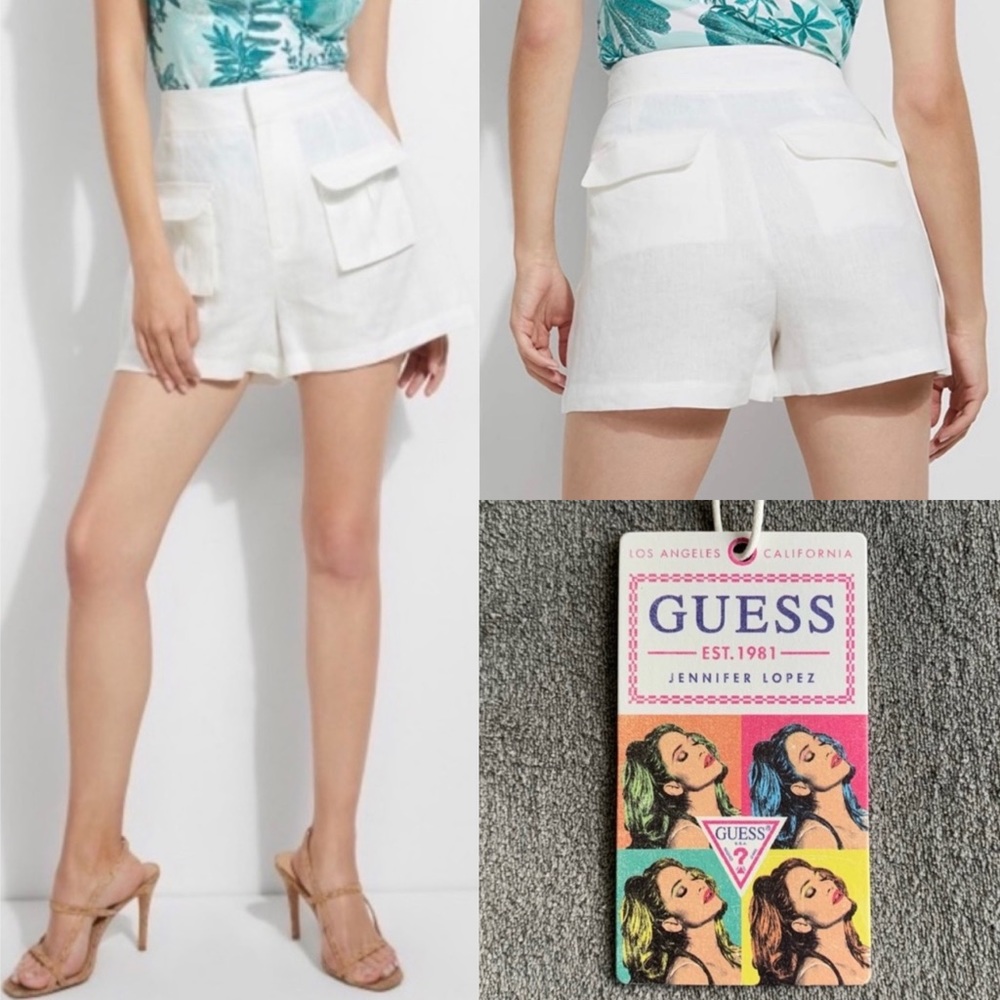 NWT GUESS X JENNIFER LOPEZ Lilla Linen Shorts High Rise